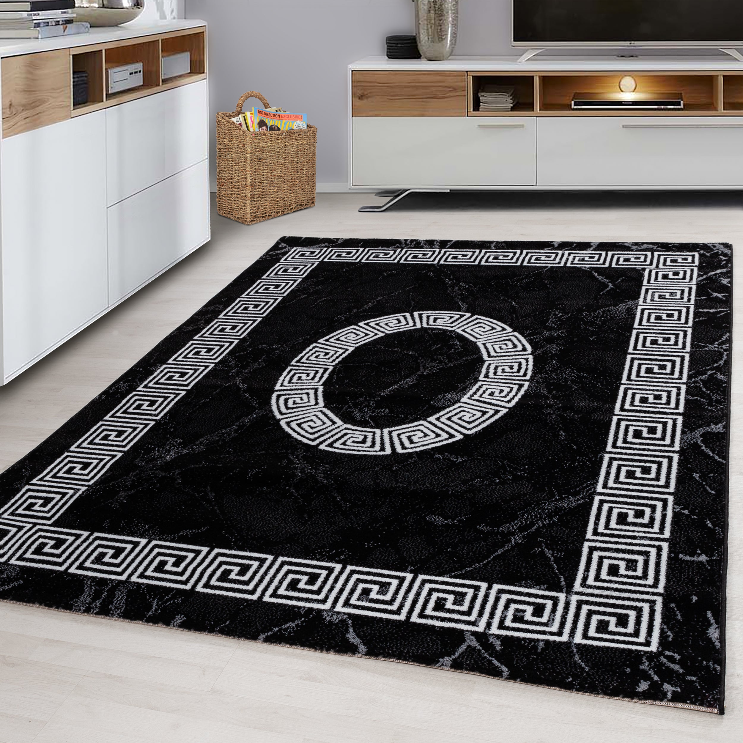 Tapis lavable MIRO 51223.806 Cadre, grec antidérapant - noir / or black