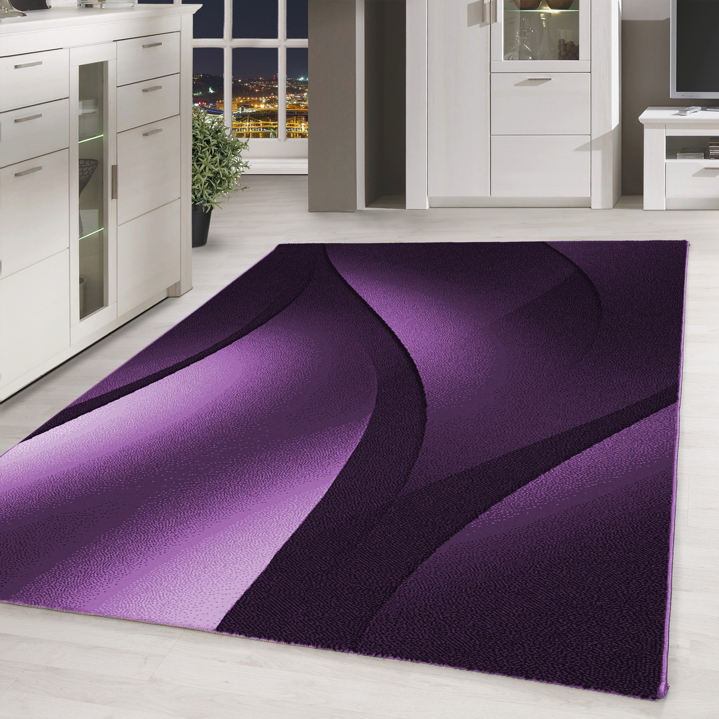 Tapis Design Traum Salon - Pile Courte - Multicolore (violet, Beige, Vert, Bleu...) - 15% Polyester, 85% Polypropylène