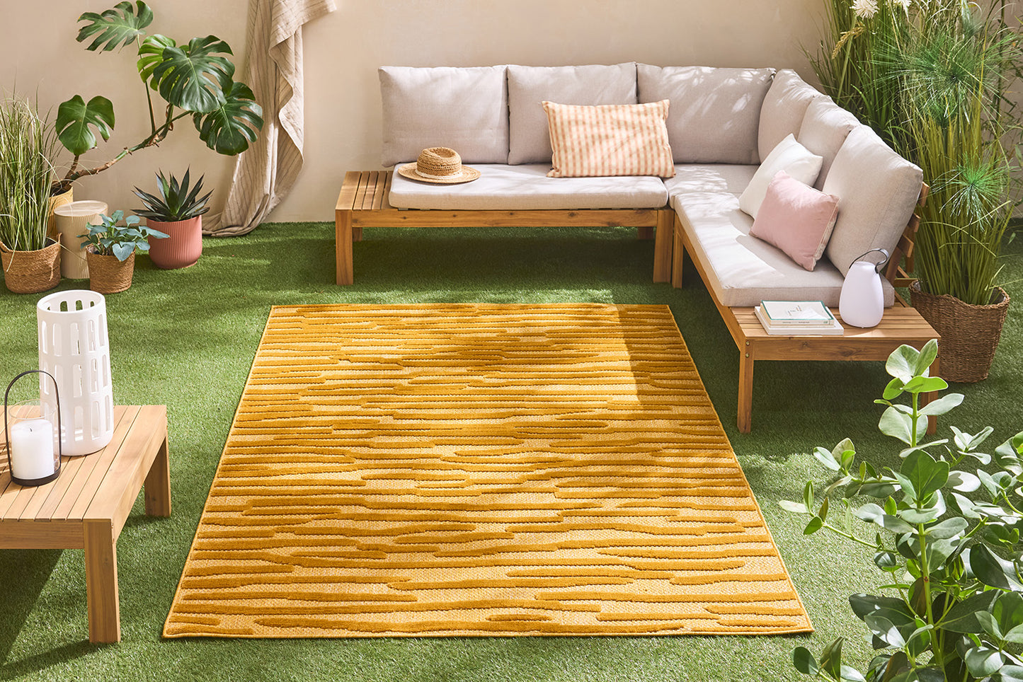Tapis d'intérieur et d'extérieur à motifs Jaune : SAN990JAU Nazar rugs