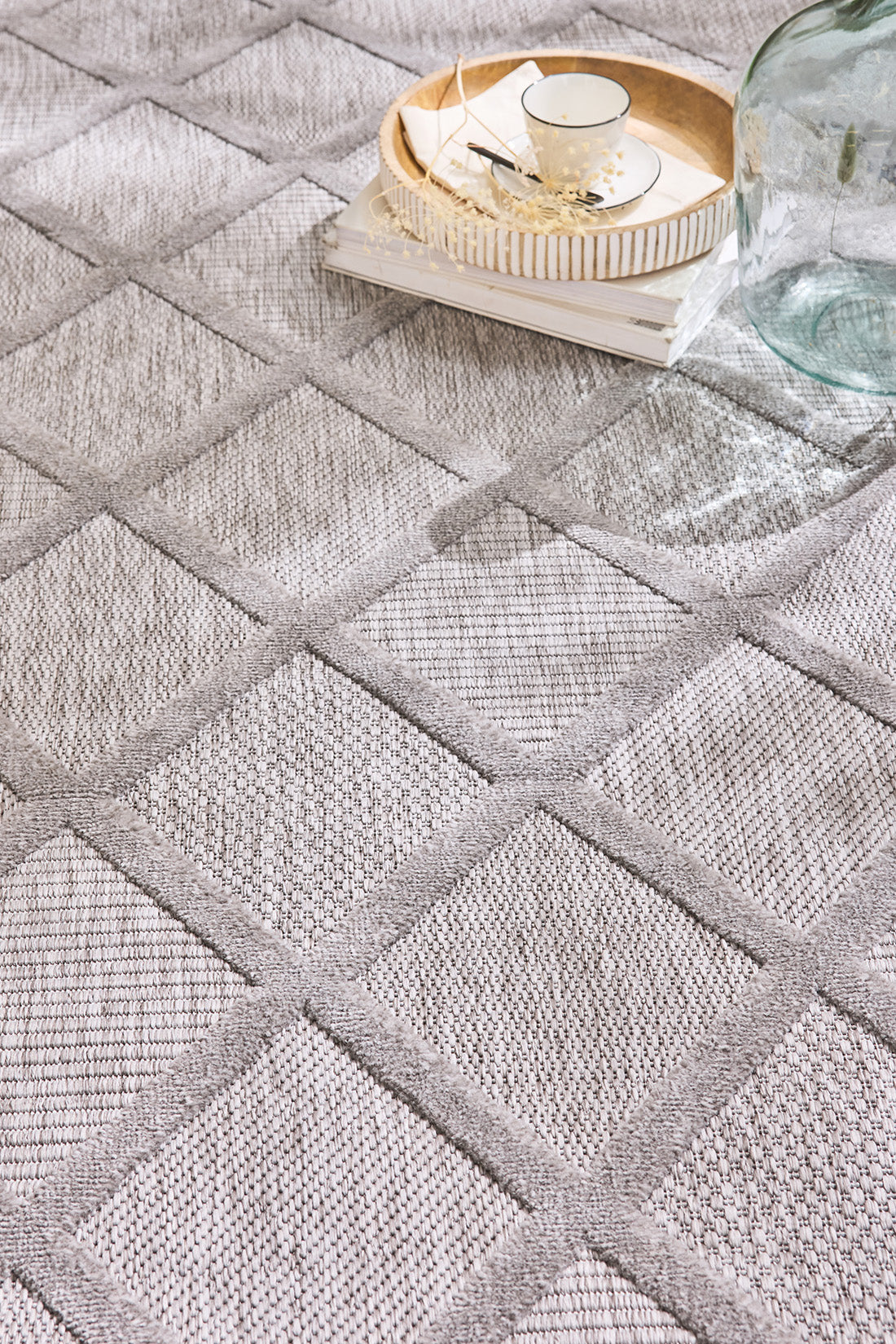 Tapis d'intérieur et d'extérieur motifs losange Gris : SAN991GRI Nazar rugs