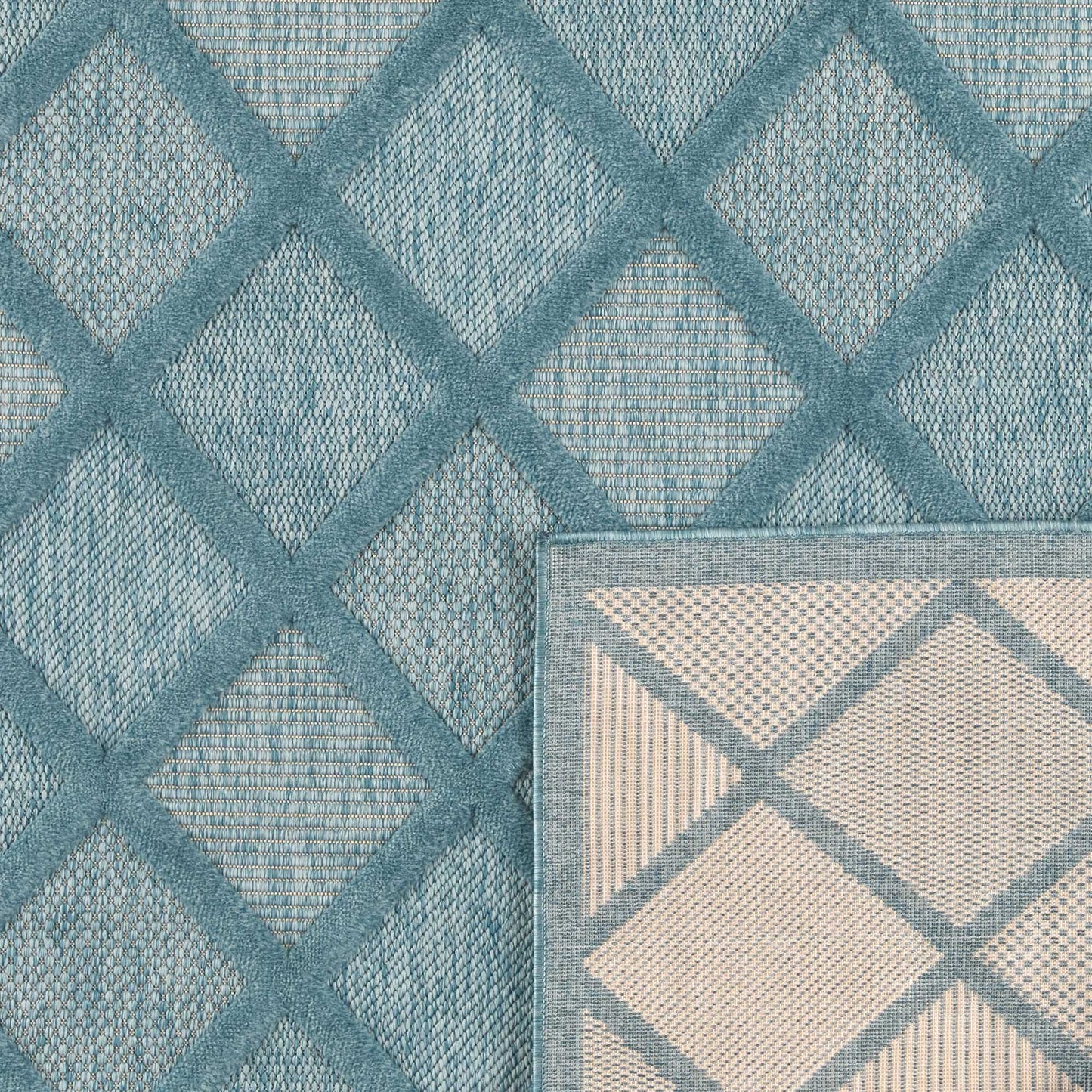 Tapis d'intérieur et d'extérieur motifs losange Turquoise : SAN991TUR Nazar rugs