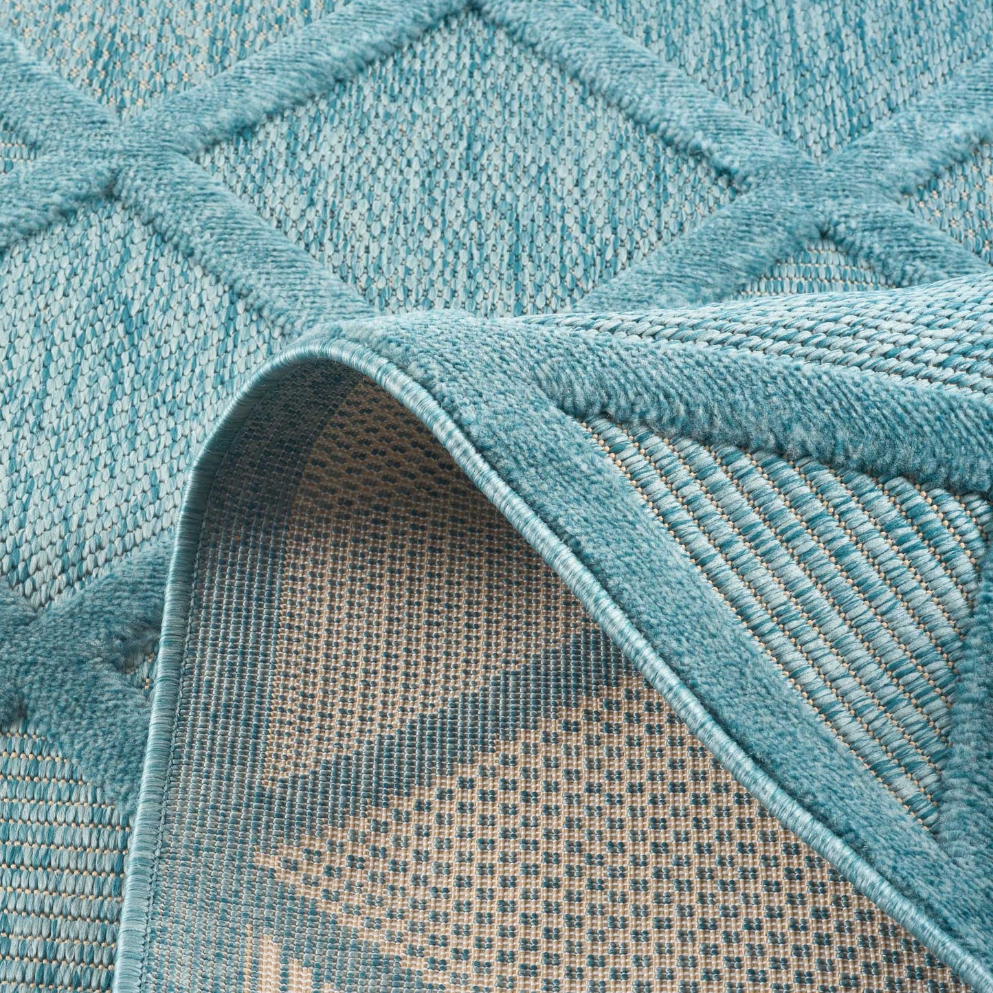 Tapis d'intérieur et d'extérieur motifs losange Turquoise : SAN991TUR Nazar rugs