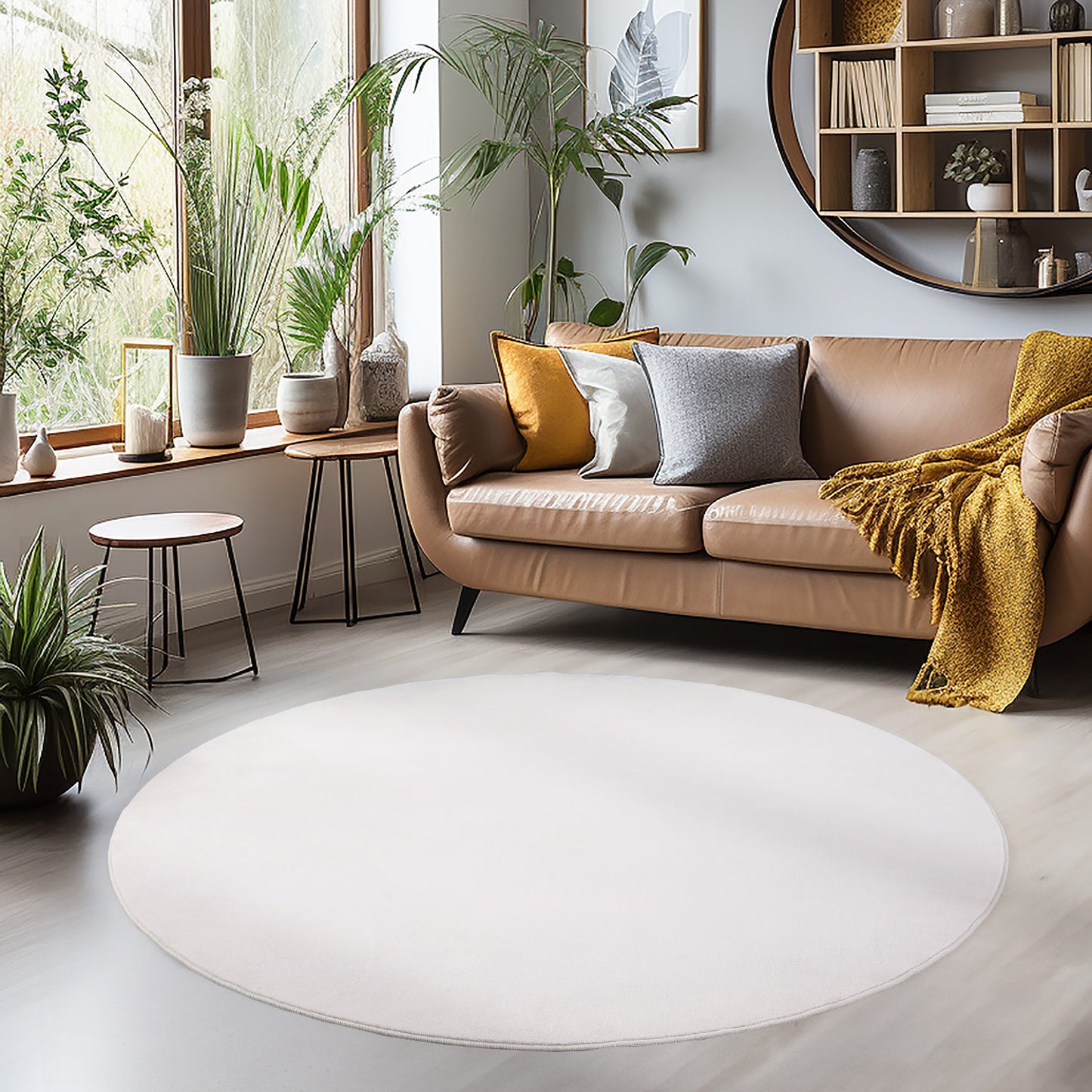 SKY - tapis rond uni minimaliste - SKY5400CRE SKY