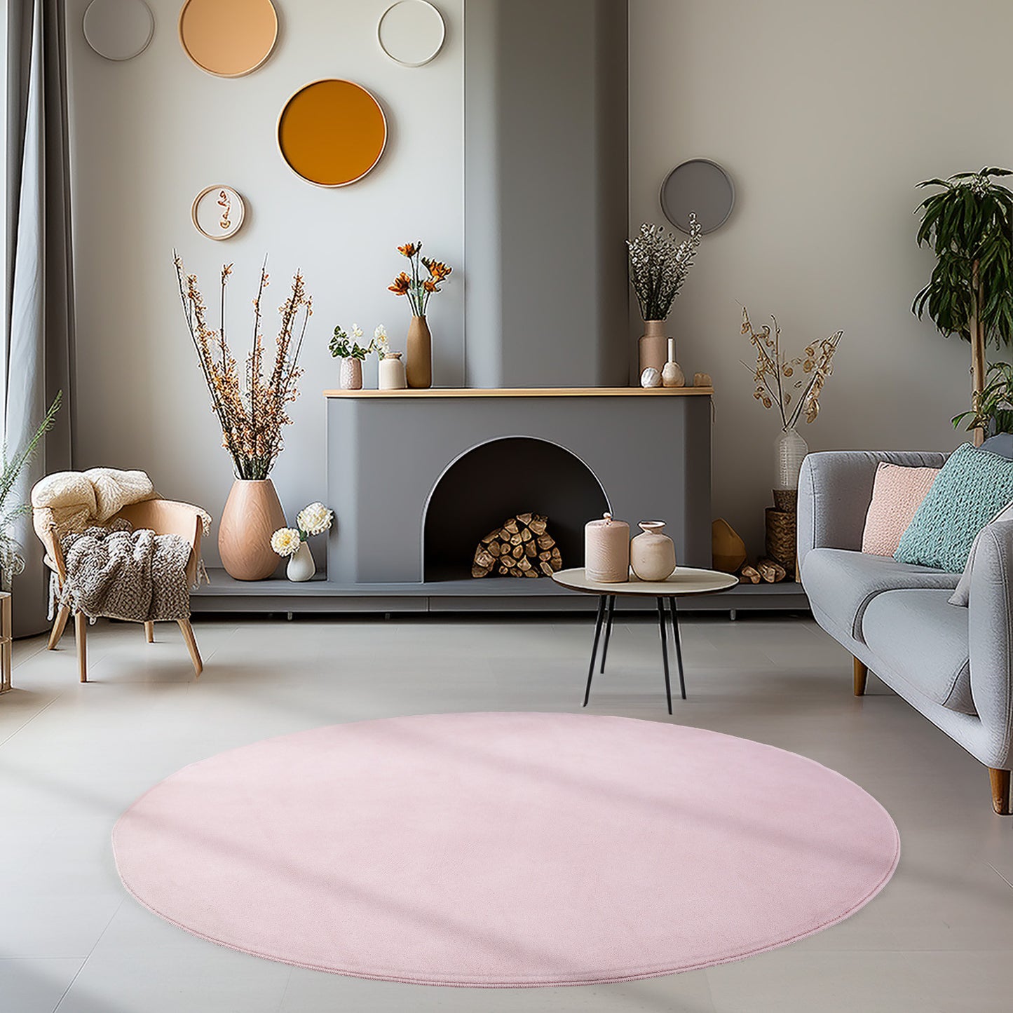 SKY - tapis rond uni minimaliste - SKY5400ROS SKY