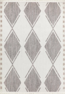 ​Tapis motifs losanges aspect laine crème : BAL730CRE - Nazar rugs 