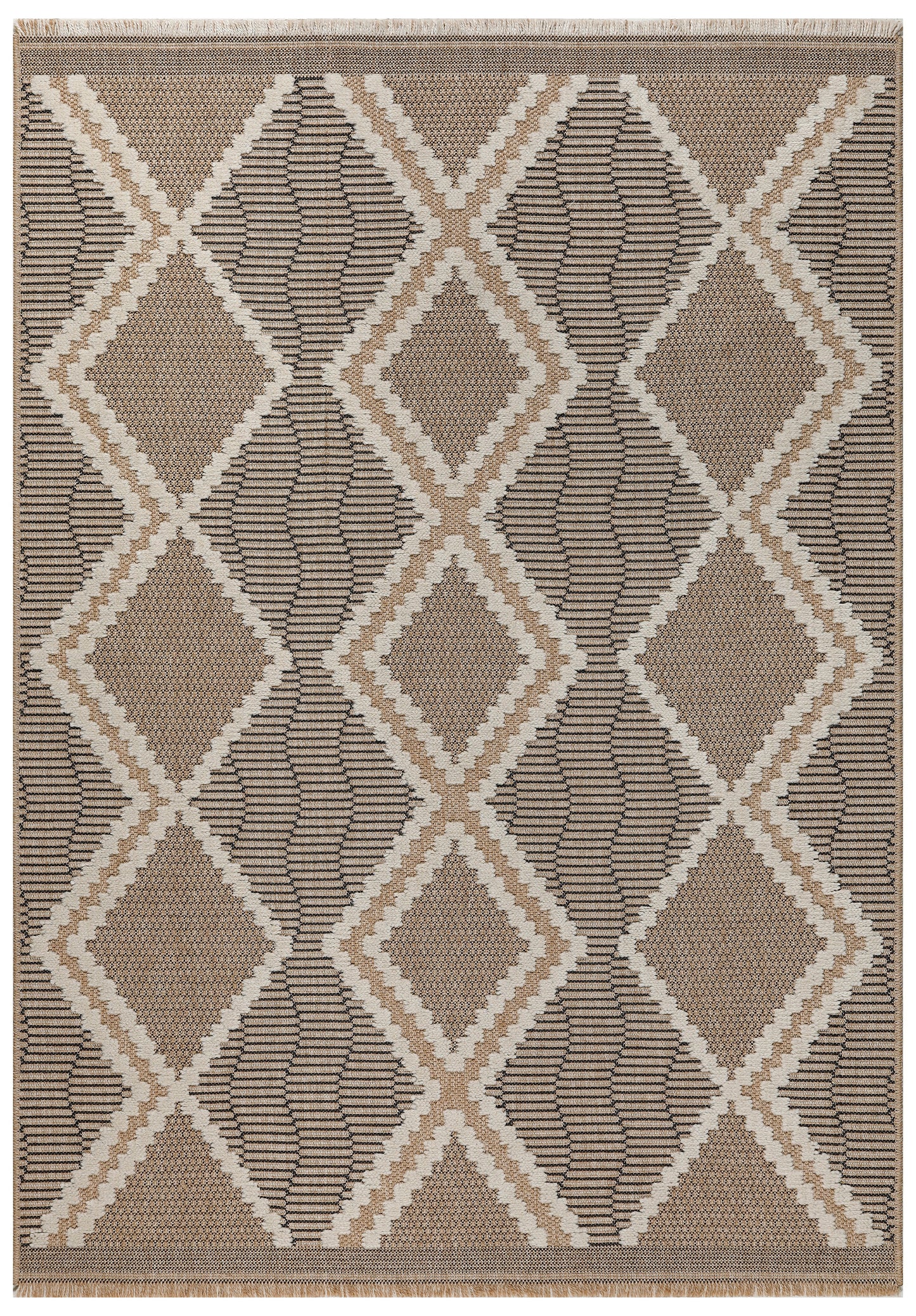 TULUM - tapis de salon - intérieur et extérieur noir - aspect jute motifs géométriques : TUL9048NOI - Nazar rugs