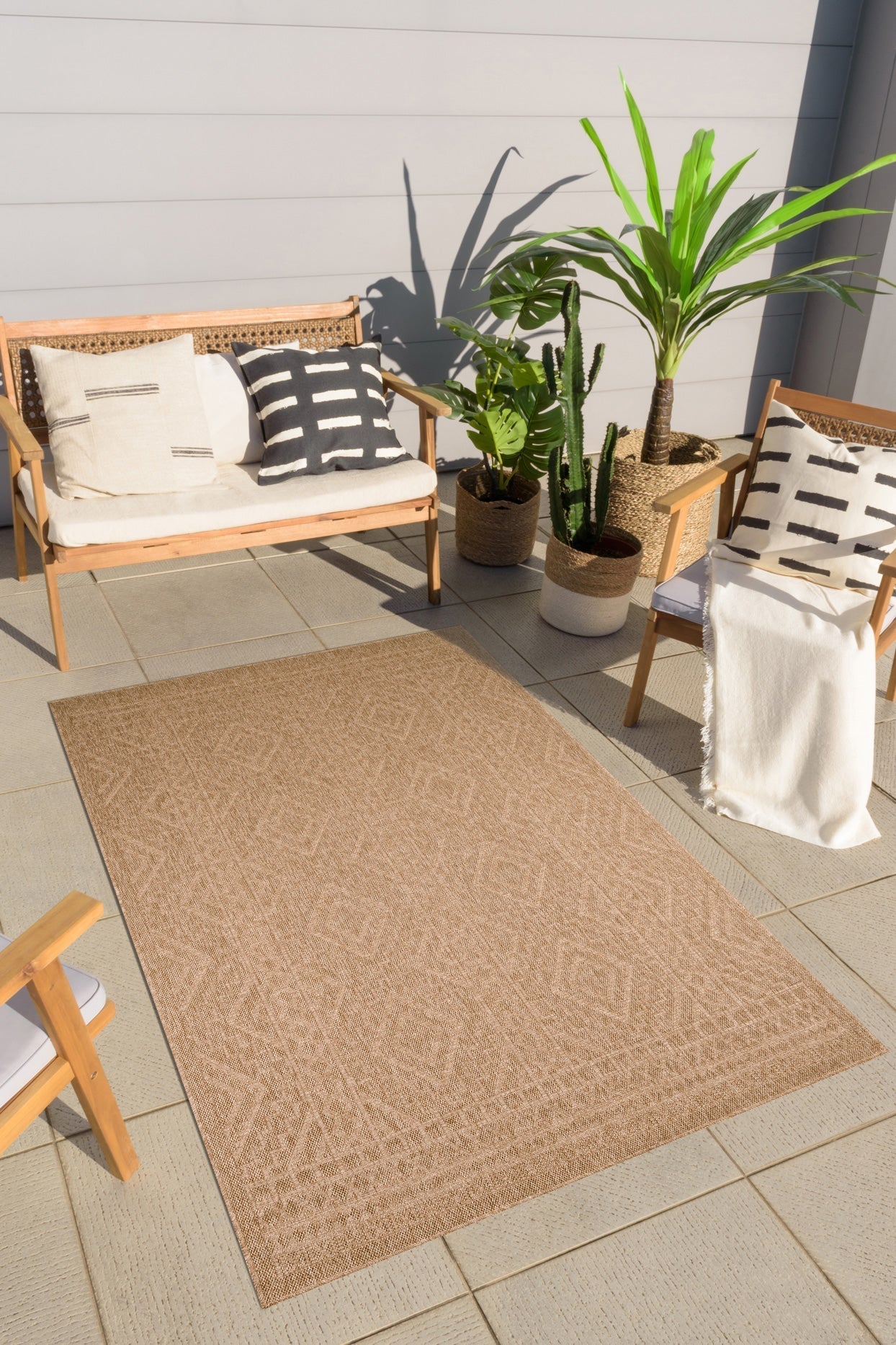 Tapis de salon beige effet jute naturel Nazar rugs