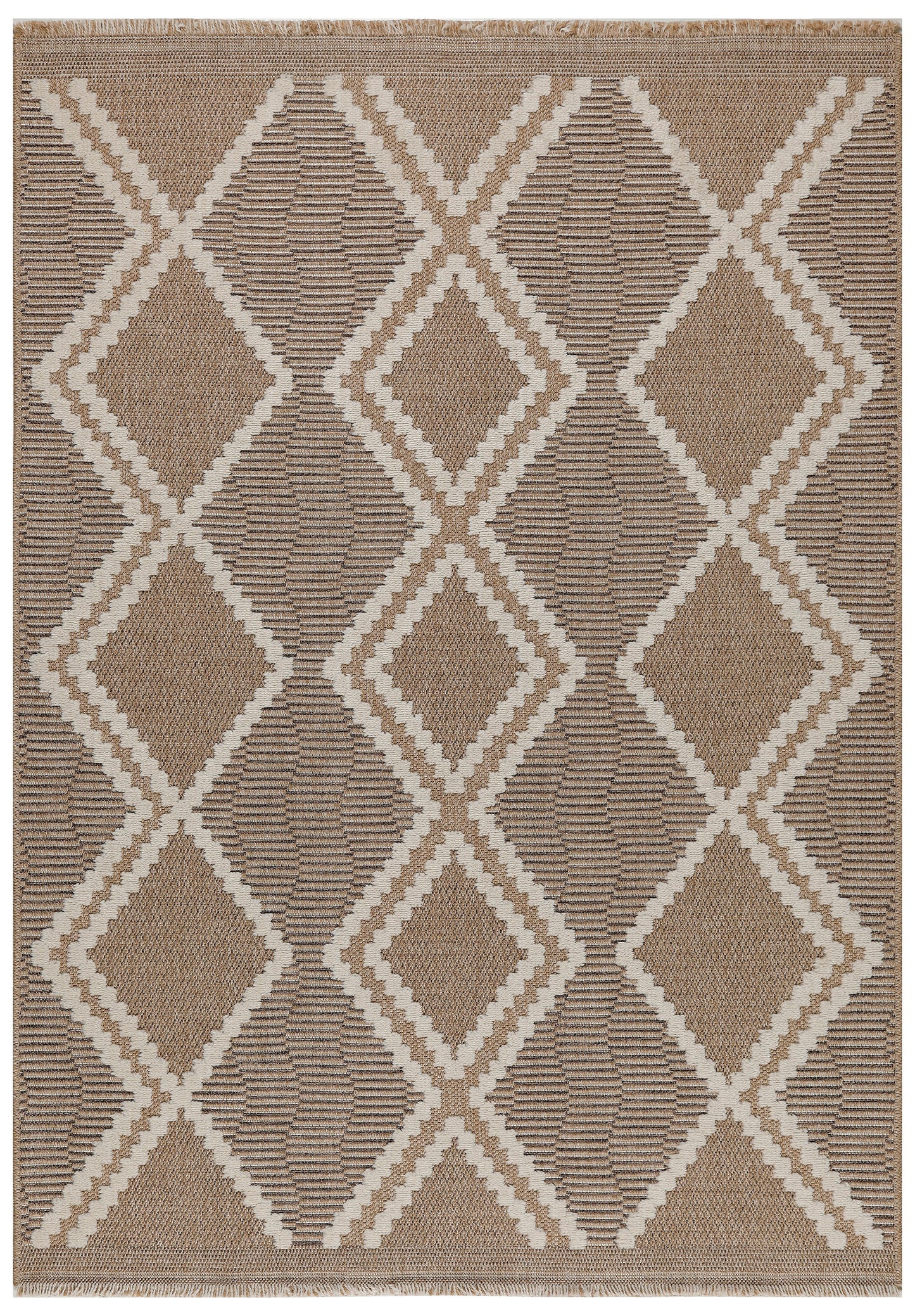 TULUM - tapis de salon - intérieur et extérieur marron - aspect jute motifs géométriques : TUL9048MAR - Nazar rugs