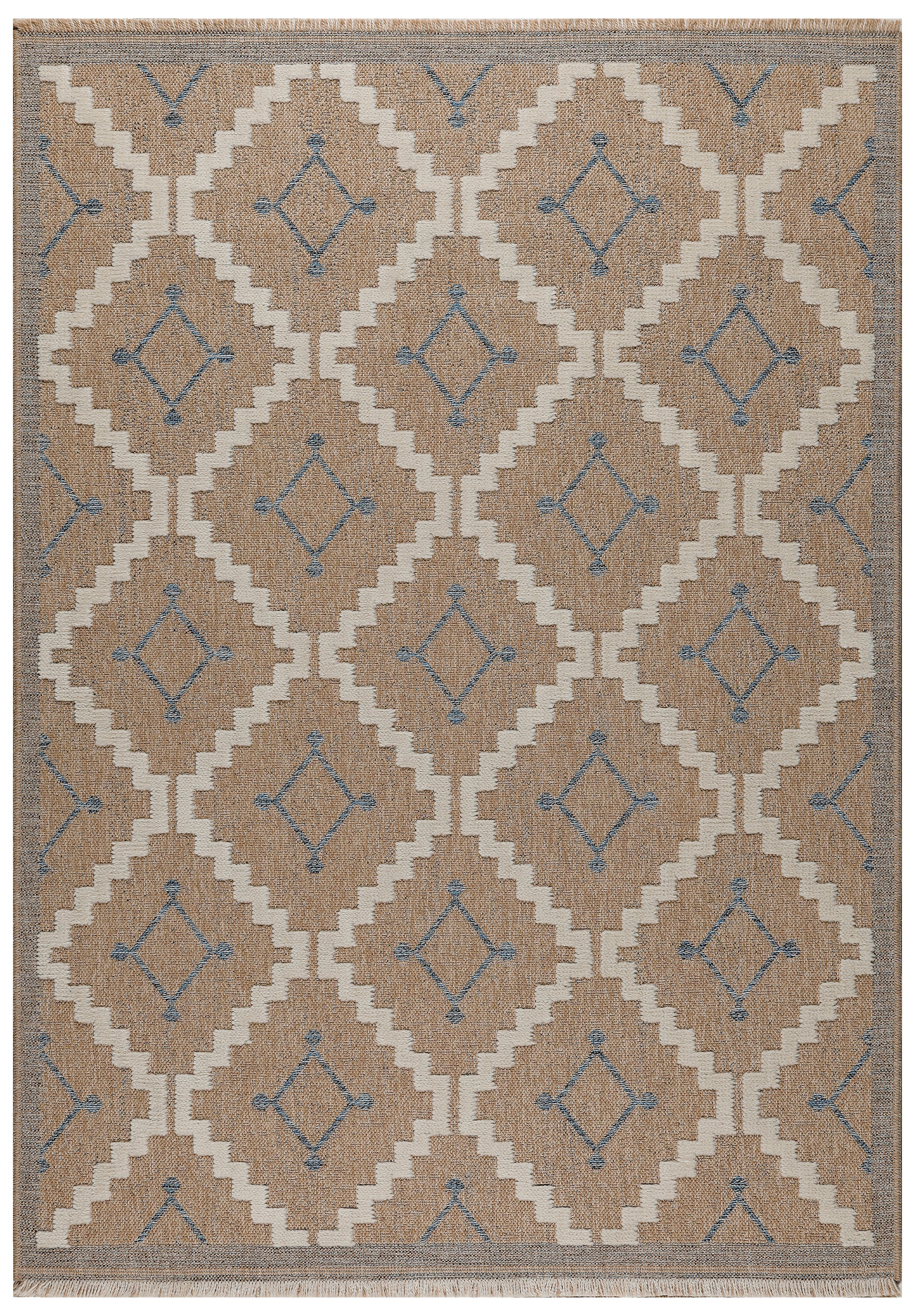 TULUM - tapis de salon - intérieur et extérieur bleu - aspect jute motifs géométriques : TUL9041BLE - Nazar rugs