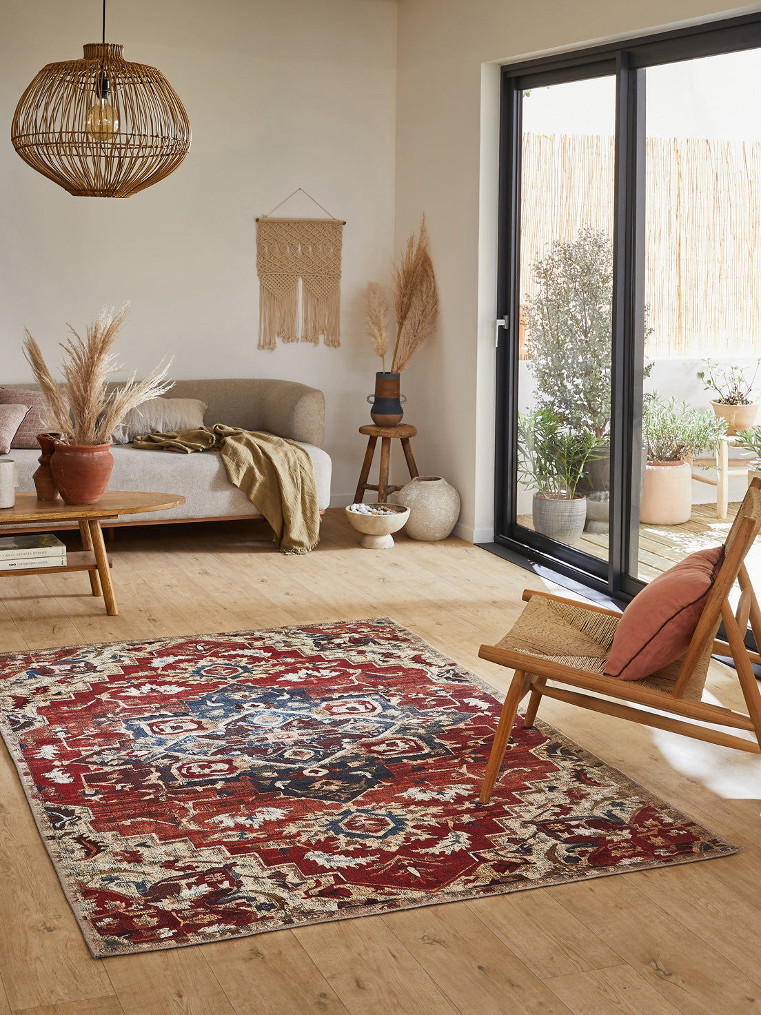 Tapis vintage motif multicolore fleuri Nazar rugs