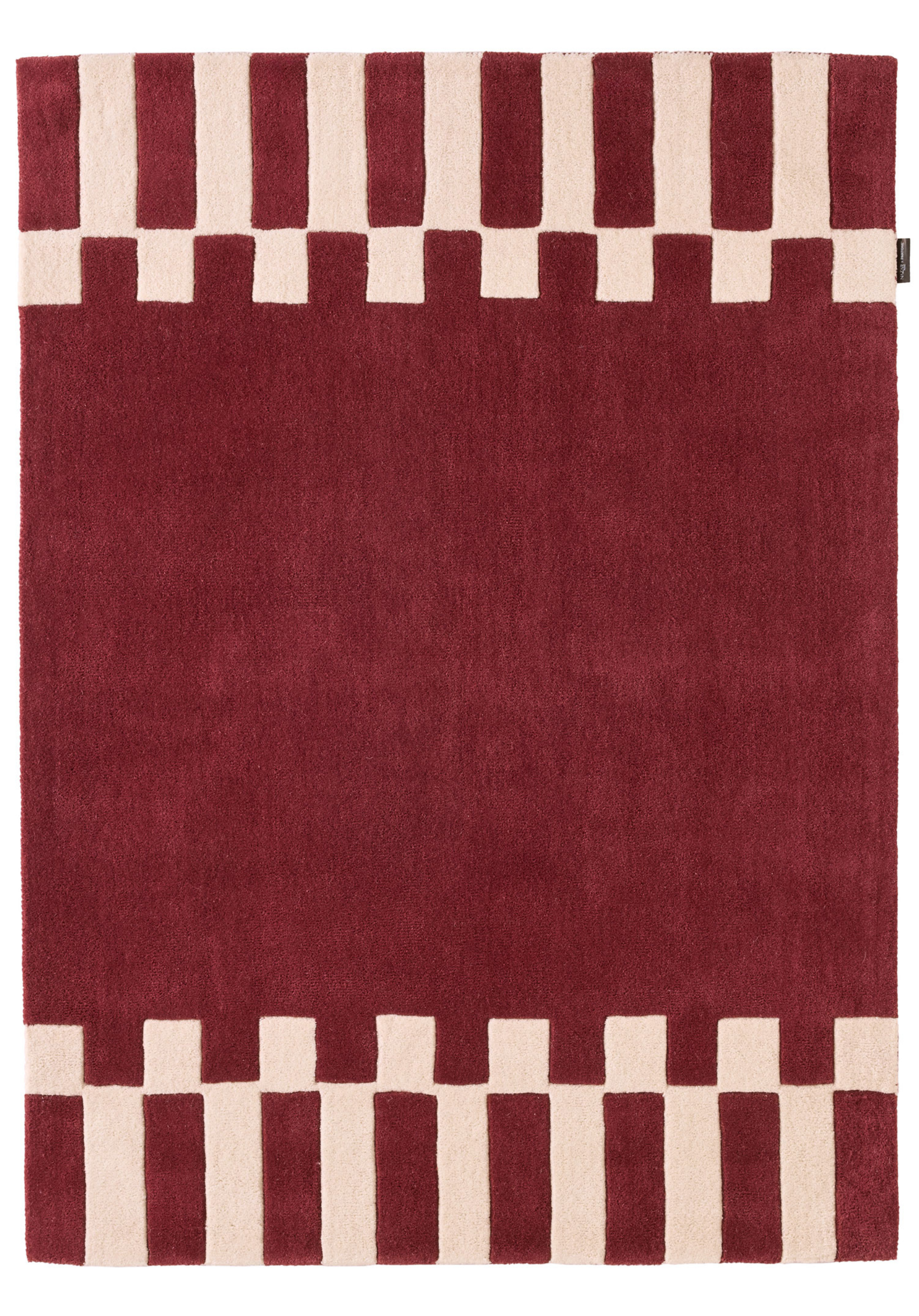 Rouge d'orage – Tapis en laine géométrique - bordeaux Rouge d'orage