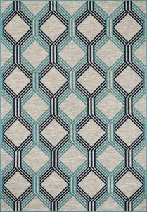 Tapis motif géométrique bleu intérieur extérieur : ACA1686BLE - Nazar rugs