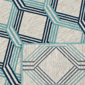 Tapis motif géométrique bleu intérieur extérieur : ACA1686BLE - Nazar rugs