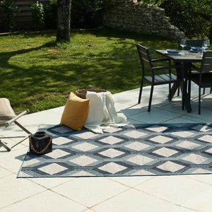Tapis motif géométrique bleu intérieur extérieur : ACA1686BLE - Nazar rugs