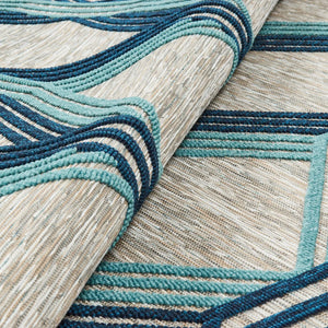Tapis motif géométrique bleu intérieur extérieur : ACA1686BLE - Nazar rugs