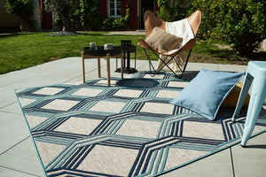 Tapis motif géométrique bleu intérieur extérieur : ACA1686BLE - Nazar rugs
