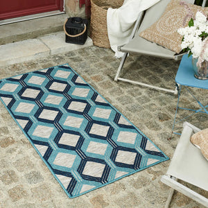 Tapis motif géométrique bleu intérieur extérieur : ACA1686BLE - Nazar rugs