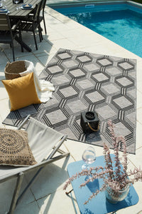 Tapis motif géométrique gris indoor outdoor : ACA1686GRI - Nazar rugs