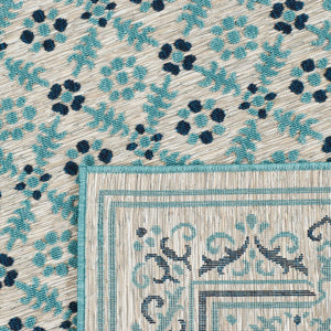 Tapis intérieur extérieur motif persan bleu : ACA1693BLE - Nazar rugs