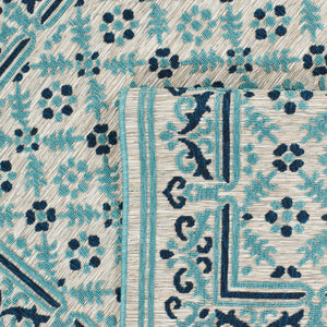 Tapis intérieur extérieur motif persan bleu : ACA1693BLE - Nazar rugs