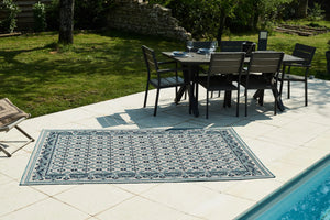 Tapis intérieur extérieur motif persan bleu : ACA1693BLE - Nazar rugs