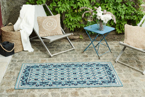 Tapis intérieur extérieur motif persan bleu : ACA1693BLE - Nazar rugs