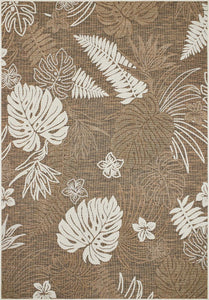 Tapis feuille beige indoor outdoor : ACA1699BEI - Nazar rugs