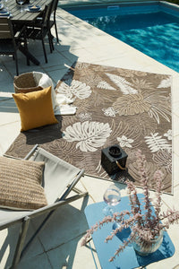 Tapis feuille beige indoor outdoor : ACA1699BEI - Nazar rugs