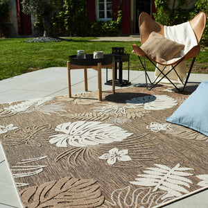 Tapis feuille beige indoor outdoor : ACA1699BEI - Nazar rugs
