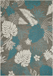 Tapis feuille bleu indoor outdoor : ACA1699BLE - Nazar rugs