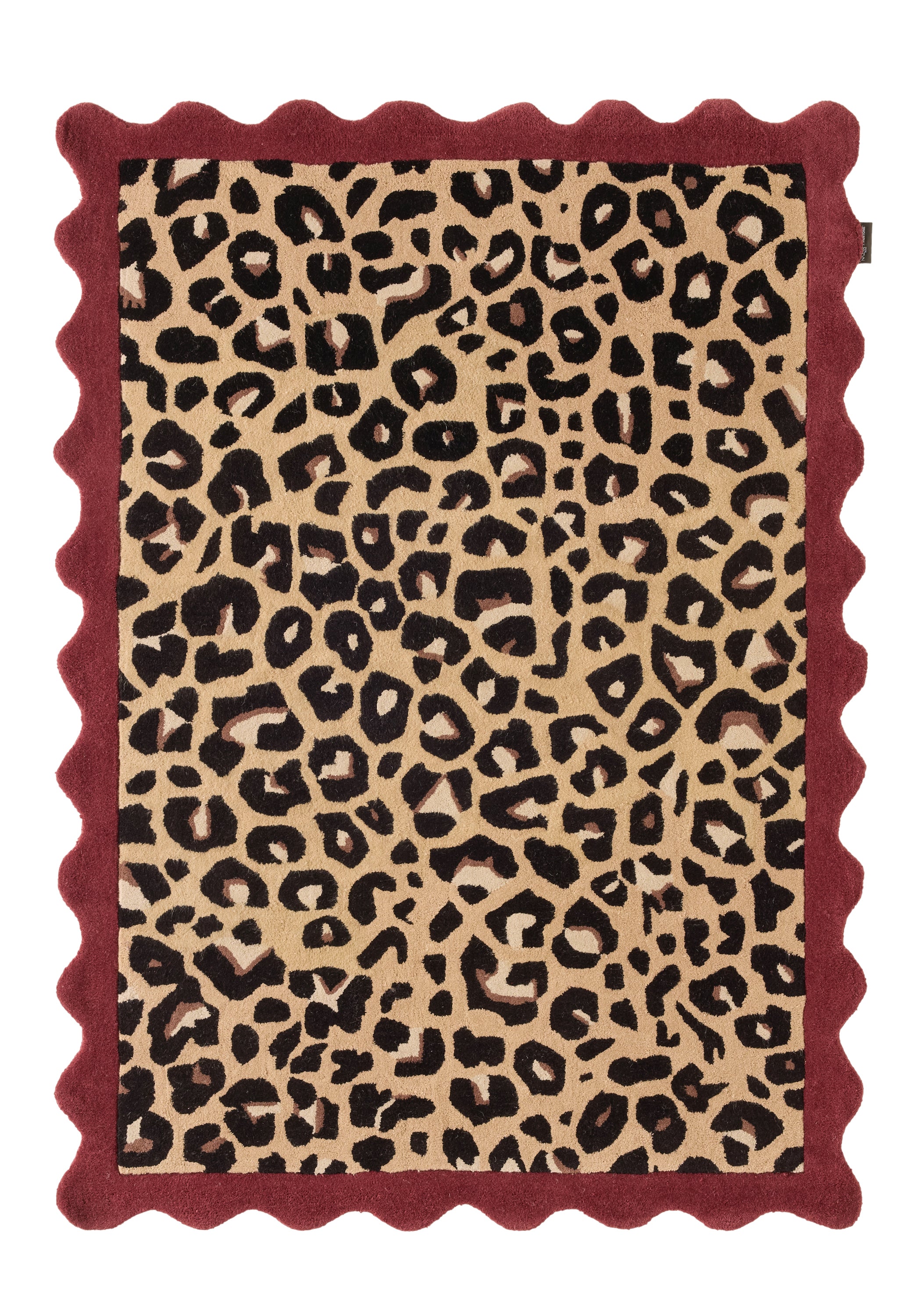 Âme fauve – Tapis en laine motif léopard - bordeaux Âme fauve
