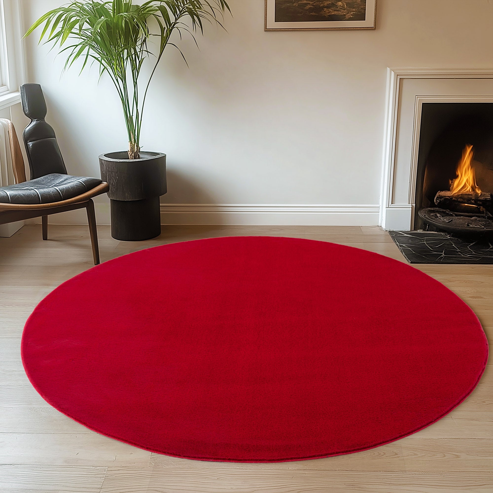 ALBA - Tapis Rouge Rond à Poils Courts Doux - ALB1400ROU ALBA