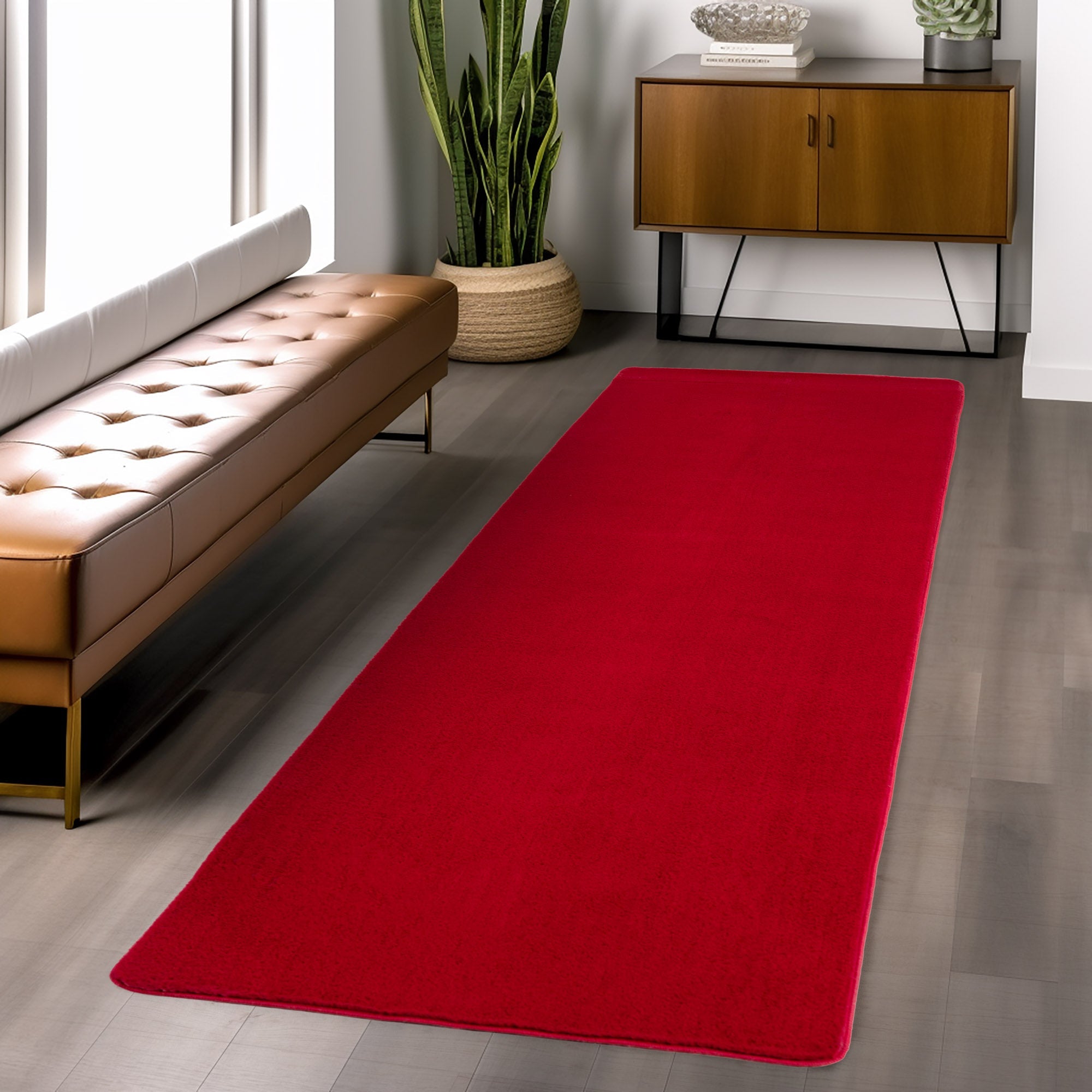 ALBA - Tapis Rouge à Poils Courts Doux - ALB1400ROU ALBA