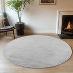 ALBA - Tapis Silver Rond à Poils Courts Doux - ALB1400SIL ALBA
