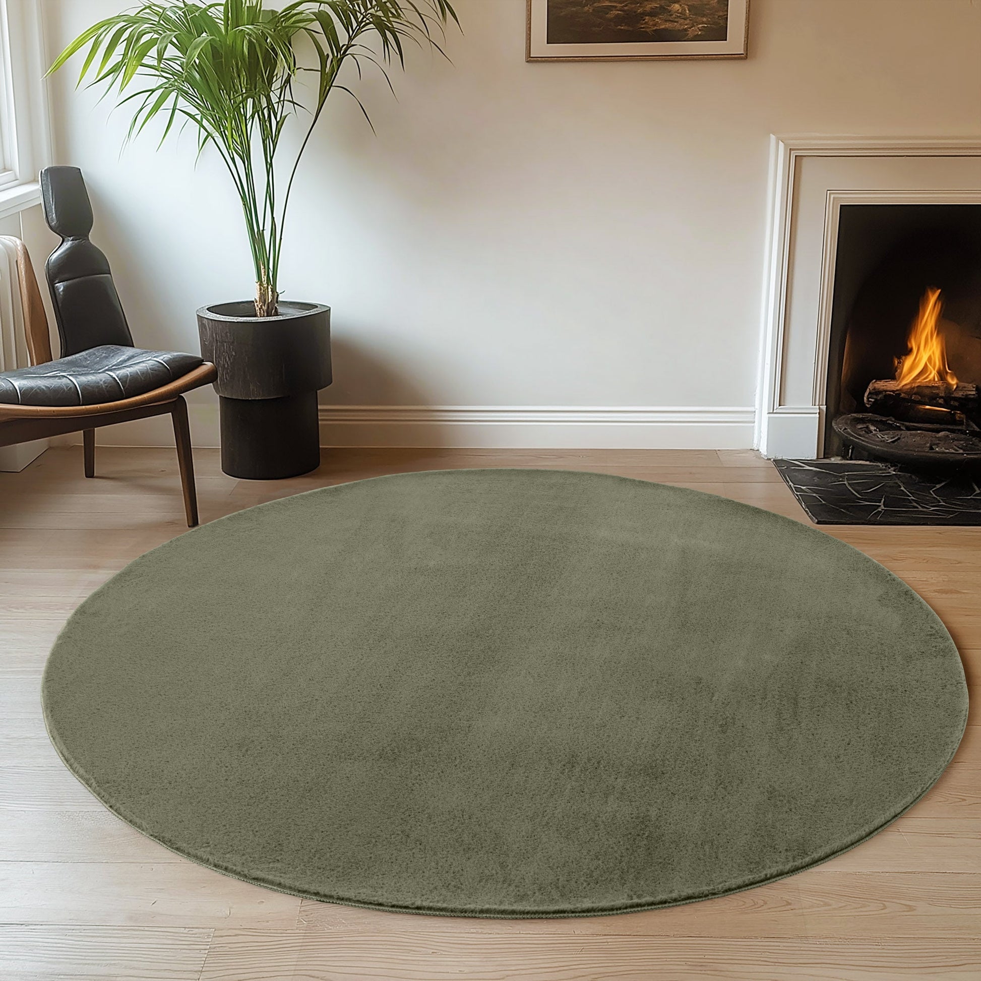 ALBA - Tapis Vert Rond à Poils Courts Doux - ALB1400VER ALBA