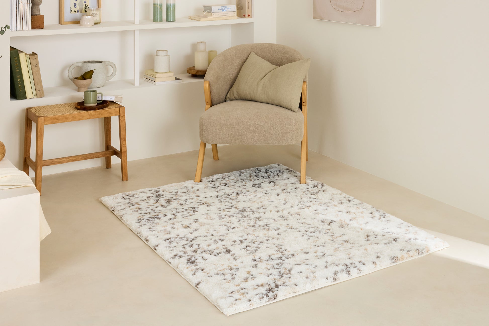 Tapis confettis gris et crème : ALE671BEI ALENA