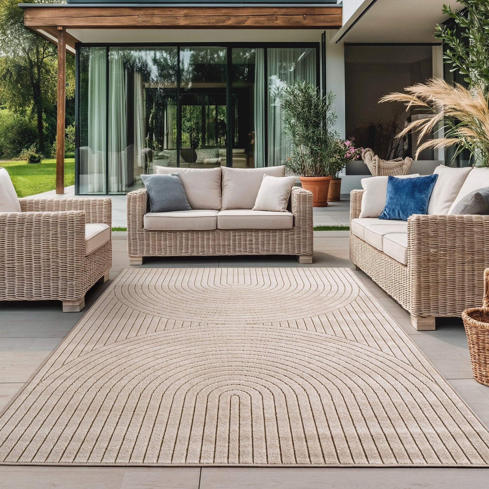 ALVORA - Tapis intérieur/extérieur beige à motif géométrique - ALV1201BEI ALVORA