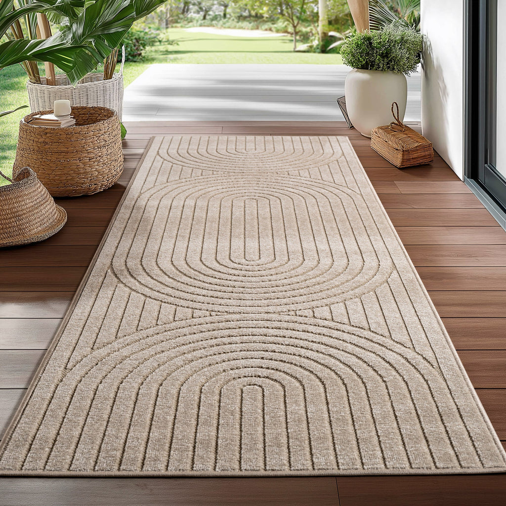 ALVORA - Tapis intérieur/extérieur beige à motif géométrique - ALV1201BEI ALVORA