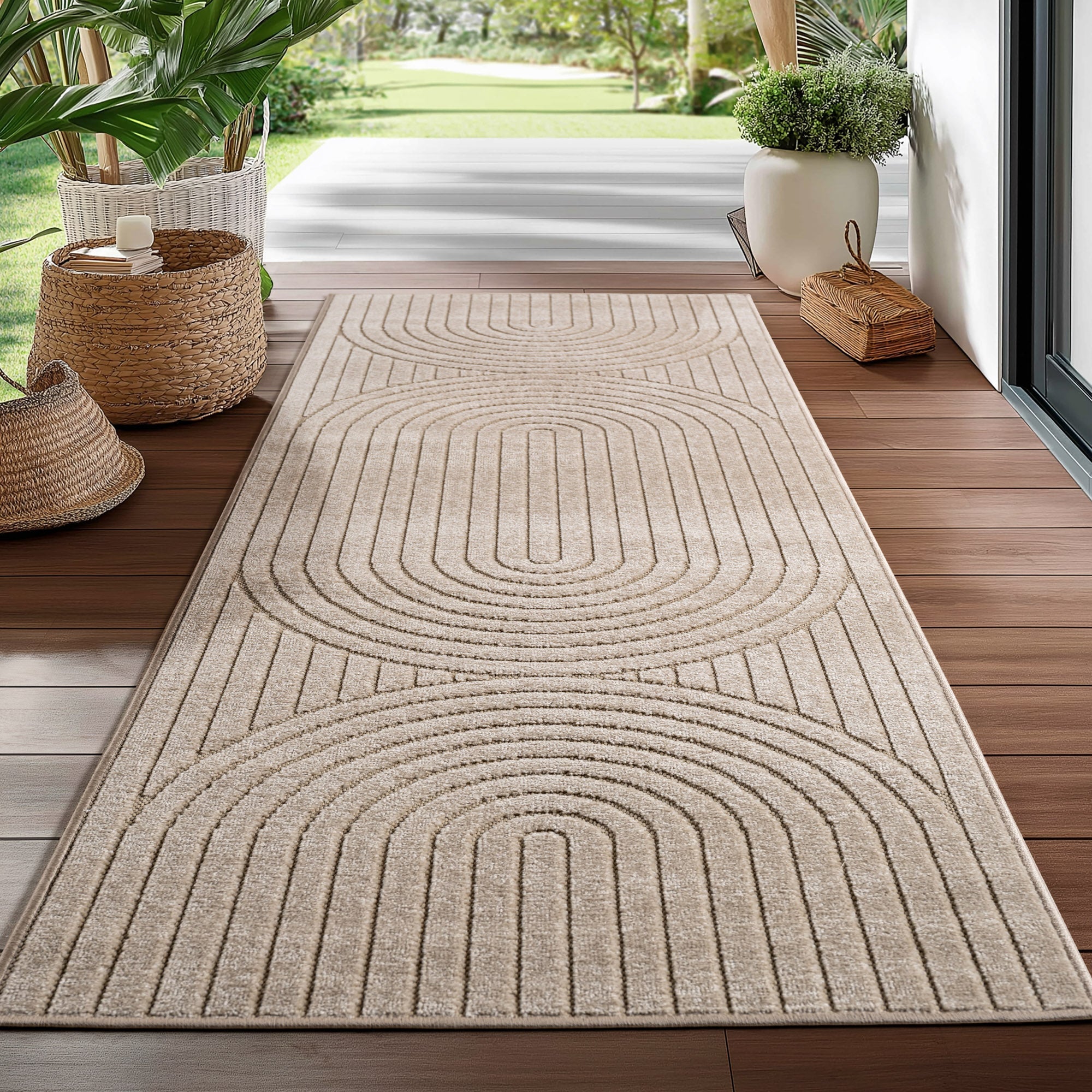 ALVORA - Tapis intérieur/extérieur beige à motif géométrique - ALV1201BEI ALVORA