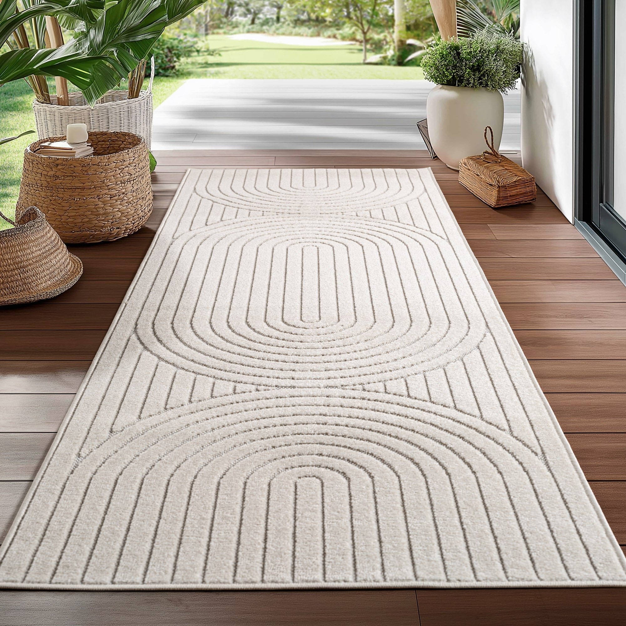 ALVORA - Tapis intérieur/extérieur crème à motif géométrique - ALV1201CRE ALVORA