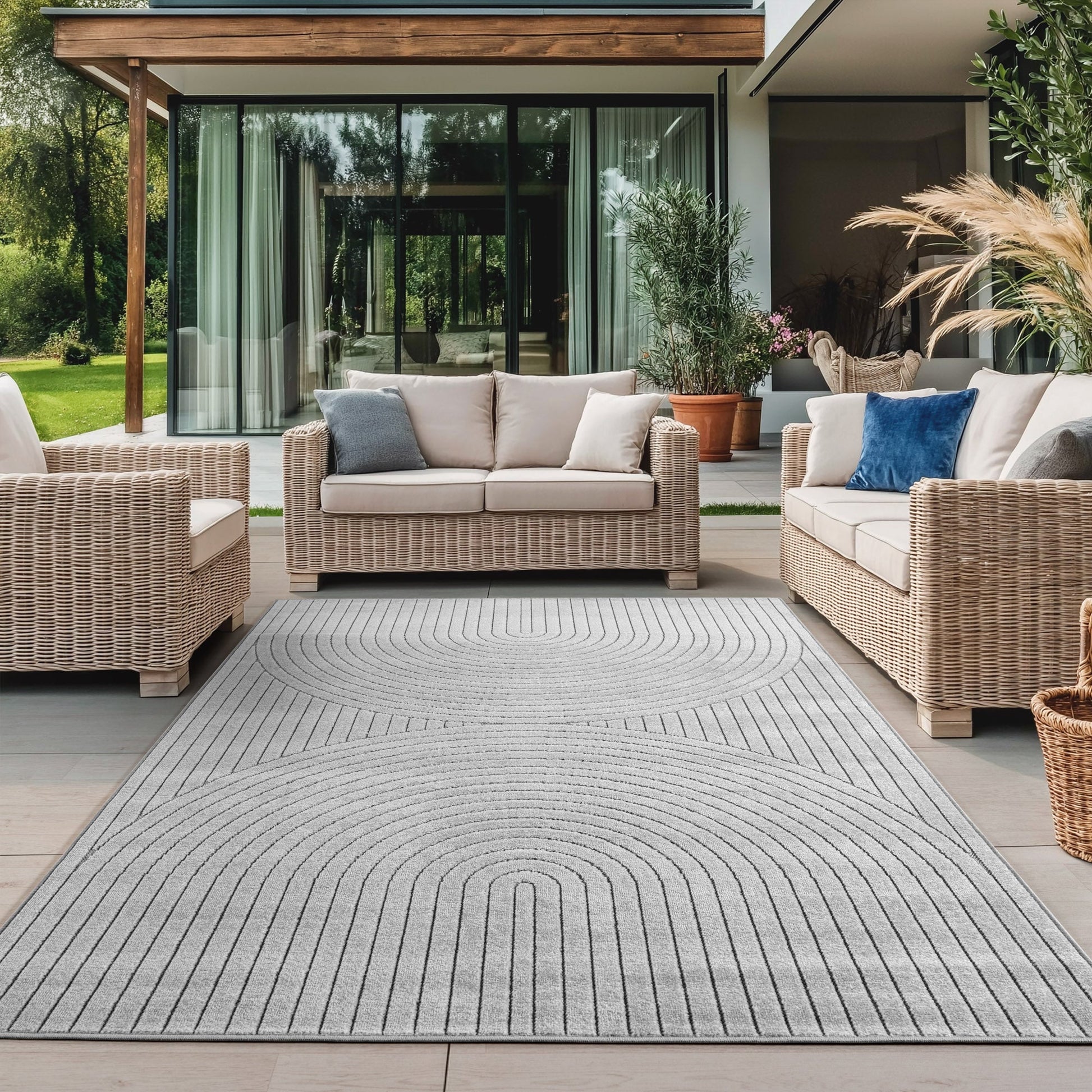 ALVORA - Tapis intérieur/extérieur gris à motif géométrique - ALV1201GRI ALVORA
