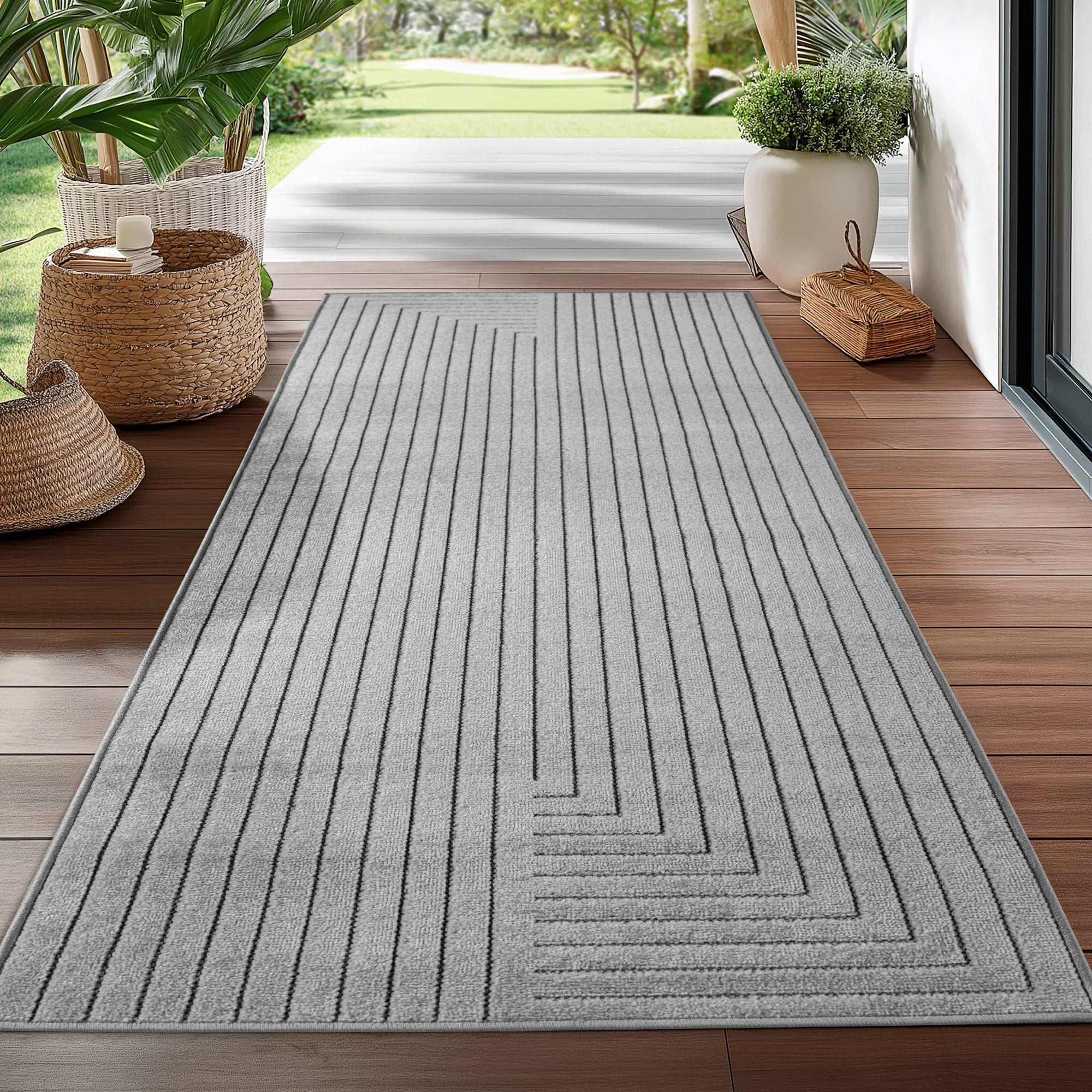 ALVORA - Tapis intérieur/extérieur gris à motif graphique - ALV1202GRI ALVORA