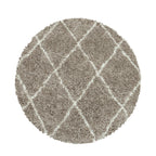 ALVOR – Tapis shaggy rond à poils longs motif berbère beige – ALV3401BEI ALVOR