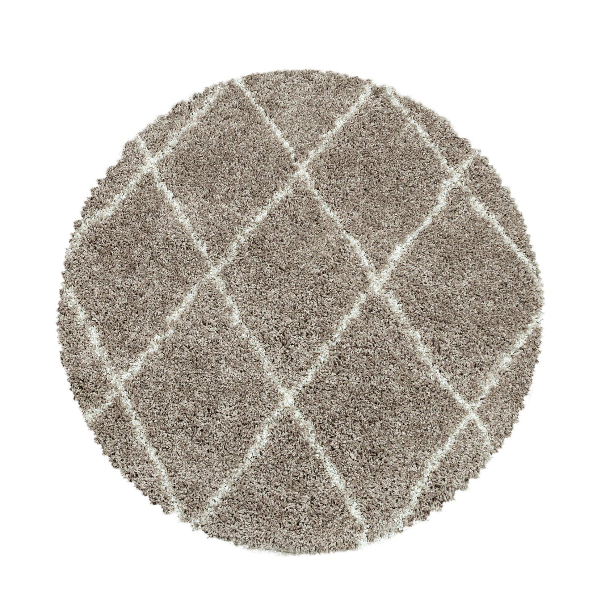 ALVOR – Tapis shaggy rond à poils longs motif berbère beige – ALV3401BEI ALVOR