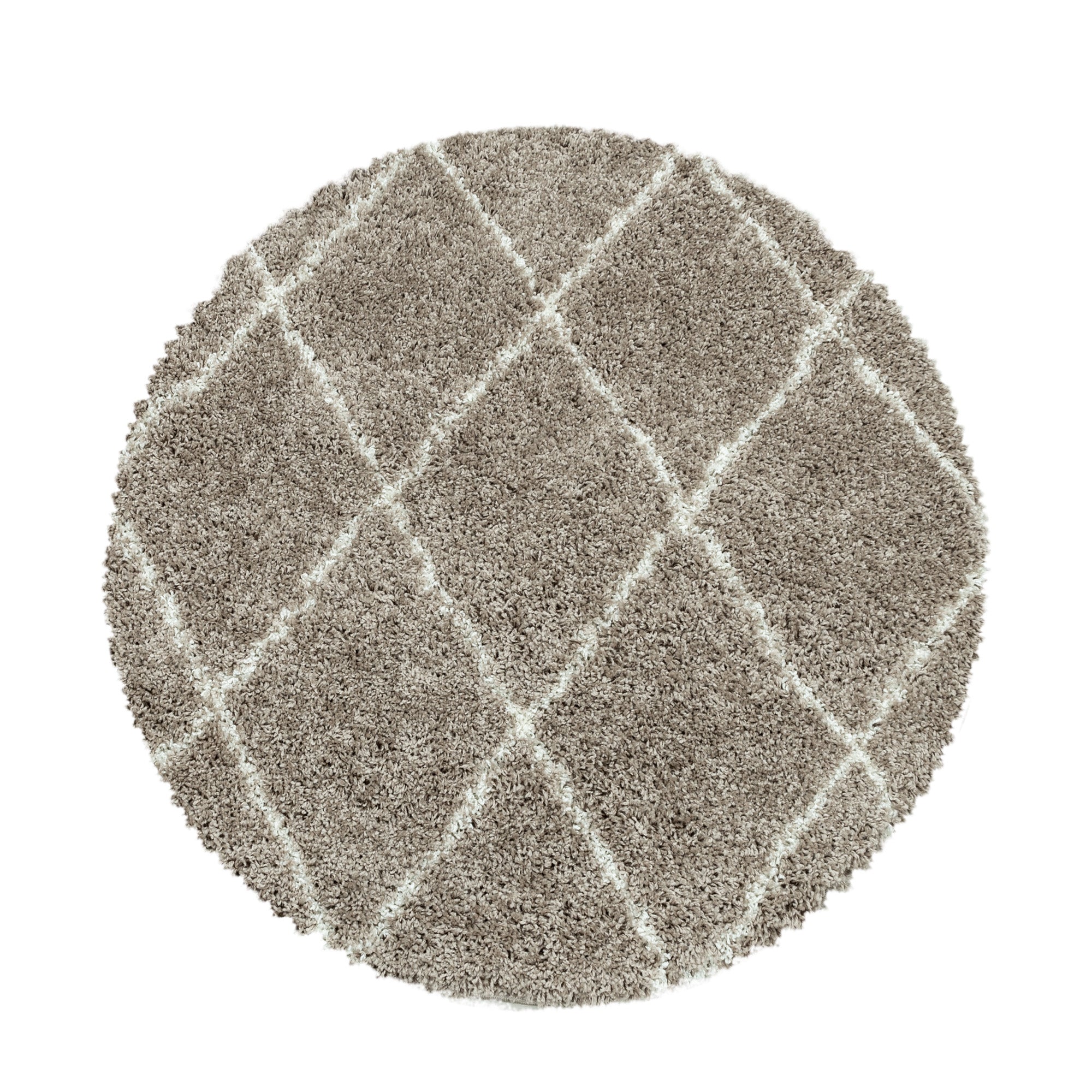 ALVOR – Tapis shaggy rond à poils longs motif berbère beige – ALV3401BEI ALVOR