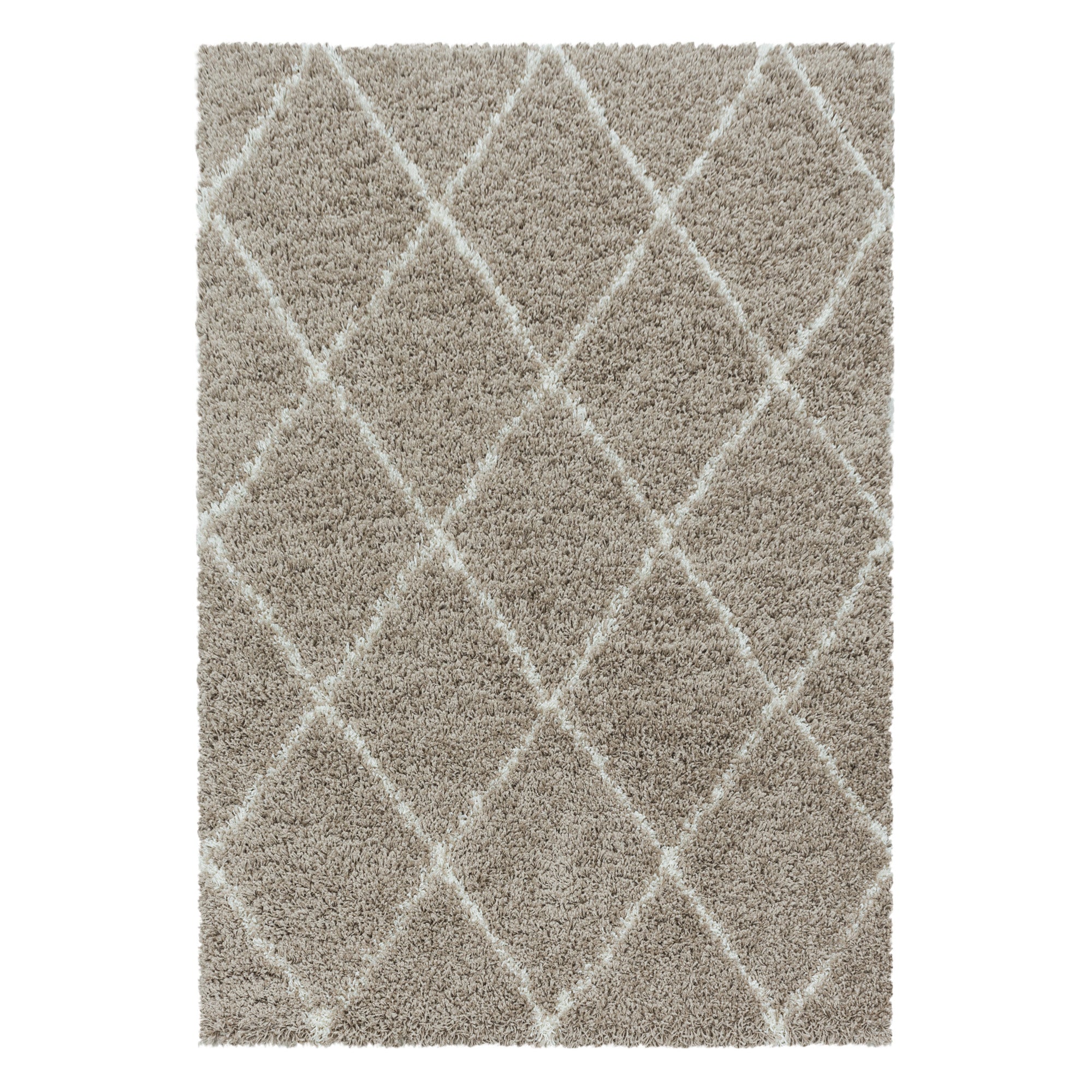 ALVOR – Tapis shaggy à poils longs motif berbère beige – ALV3401BEI ALVOR