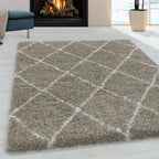 ALVOR – Tapis shaggy à poils longs motif berbère beige – ALV3401BEI ALVOR