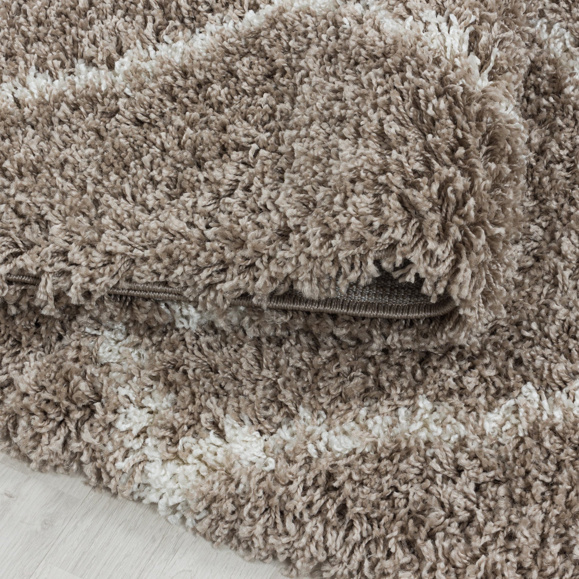 ALVOR – Tapis shaggy rond à poils longs motif berbère beige – ALV3401BEI ALVOR