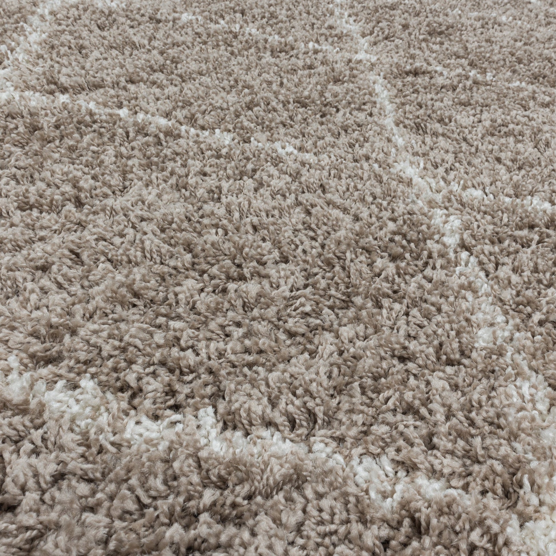 ALVOR – Tapis shaggy rond à poils longs motif berbère beige – ALV3401BEI ALVOR