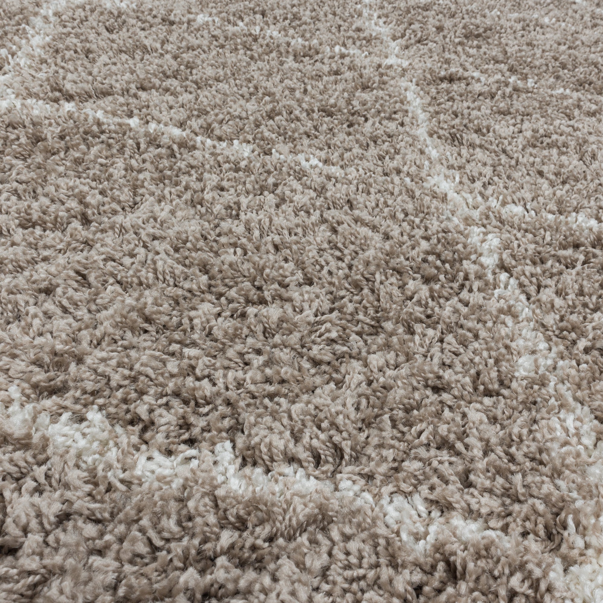 ALVOR – Tapis shaggy à poils longs motif berbère beige – ALV3401BEI ALVOR